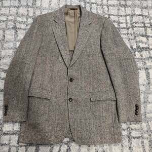 Vintage Harris Tweed Wool Herringbone Blazer Jacket Mens 40L 42L Gant 2-Button